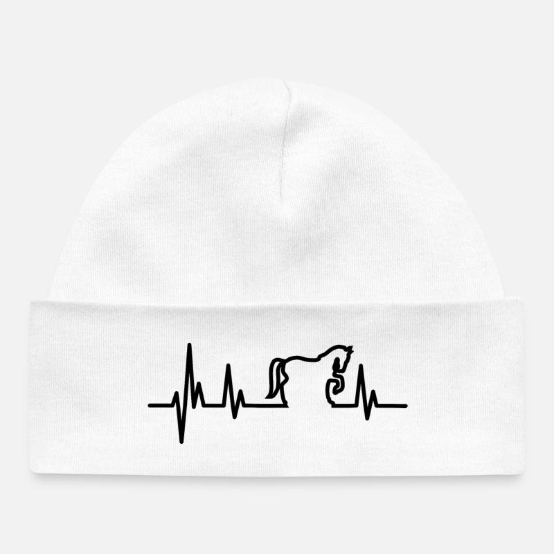 Cheval cadeau équestre cheval design noir - Bonnet bébé bio - blanc