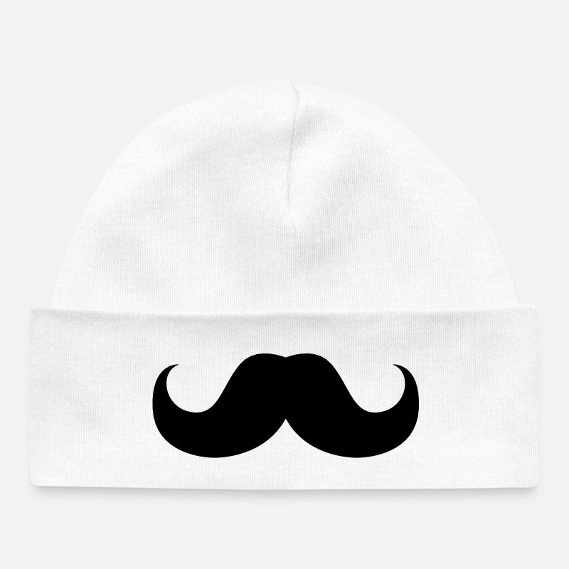 mustaches mustache beard - Baby Organic Beanie - white