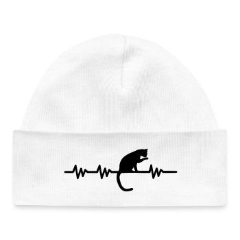 Battement de coeur - chat - Bonnet bébé bio - blanc - Devant