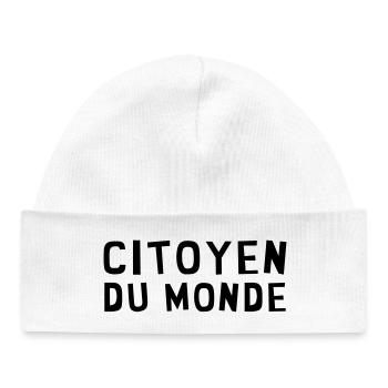 revolution / paix / peuple / voyage / écolo / - Bonnet bébé bio - blanc - Devant