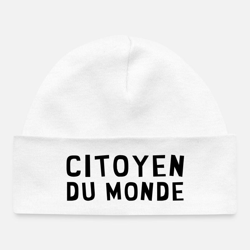 revolution / paix / peuple / voyage / écolo / - Bonnet bébé bio - blanc
