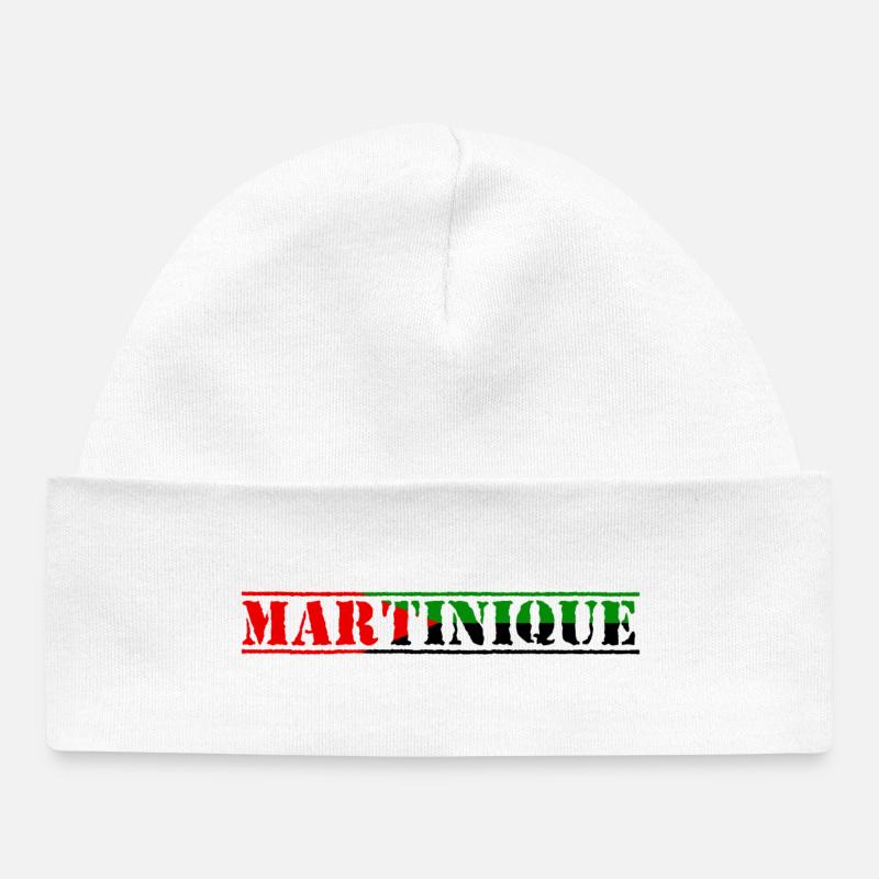 Martinique rouge vert noir - Bonnet bébé bio - blanc