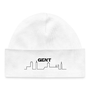 minimalistische Skyline von Gent - Baby Organic Mütze - Weiß - Vorne