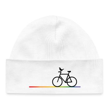 Rainbow Bike Route avec Black Bike - Bonnet bébé bio - blanc - Devant