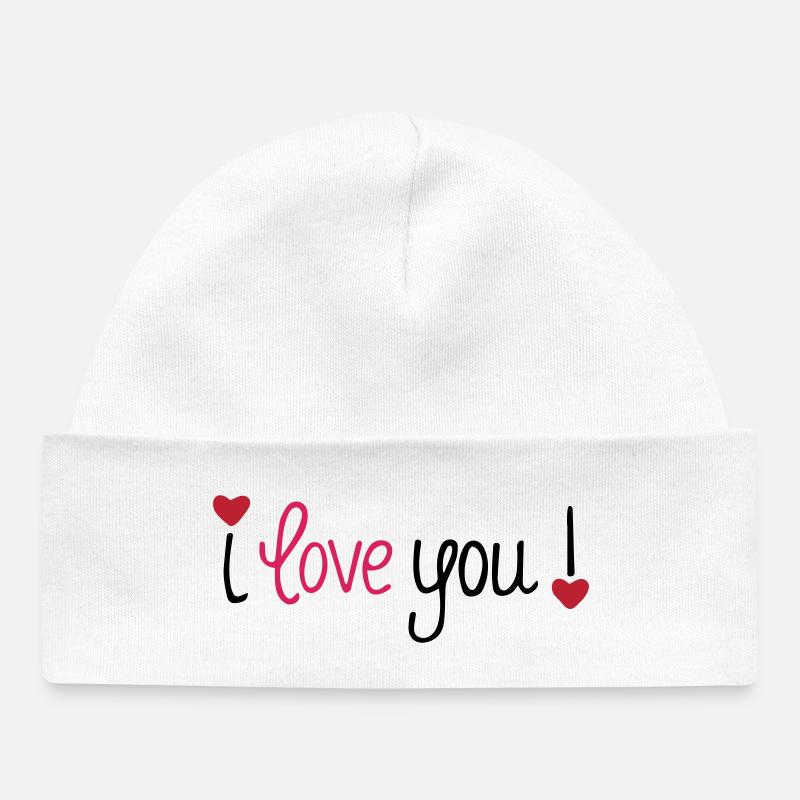 Saint-Valentin Je t’aime Cœurs - Bonnet bébé bio - blanc