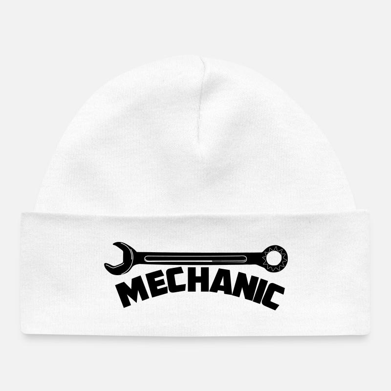 Mécanicien avec texte clé Mécanicien - Bonnet bébé bio - blanc