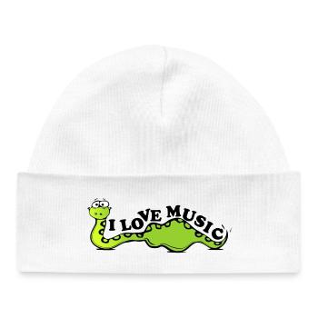 The snake loves music - Baby Organic Beanie - white - Front
