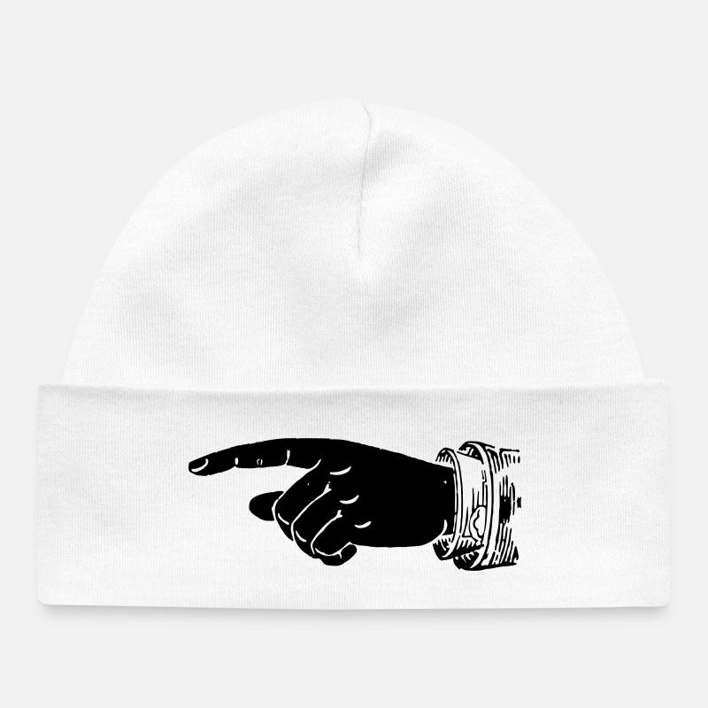 Main - Doigt pointé - Bonnet bébé bio - blanc