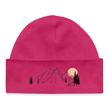 Sunrise Mountain Range Illustration - Baby Organic Beanie - white - Front