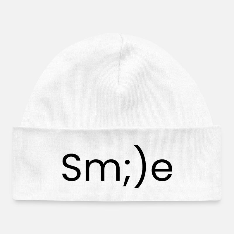 N’oubliez pas de sourire - Bonnet bébé bio - blanc