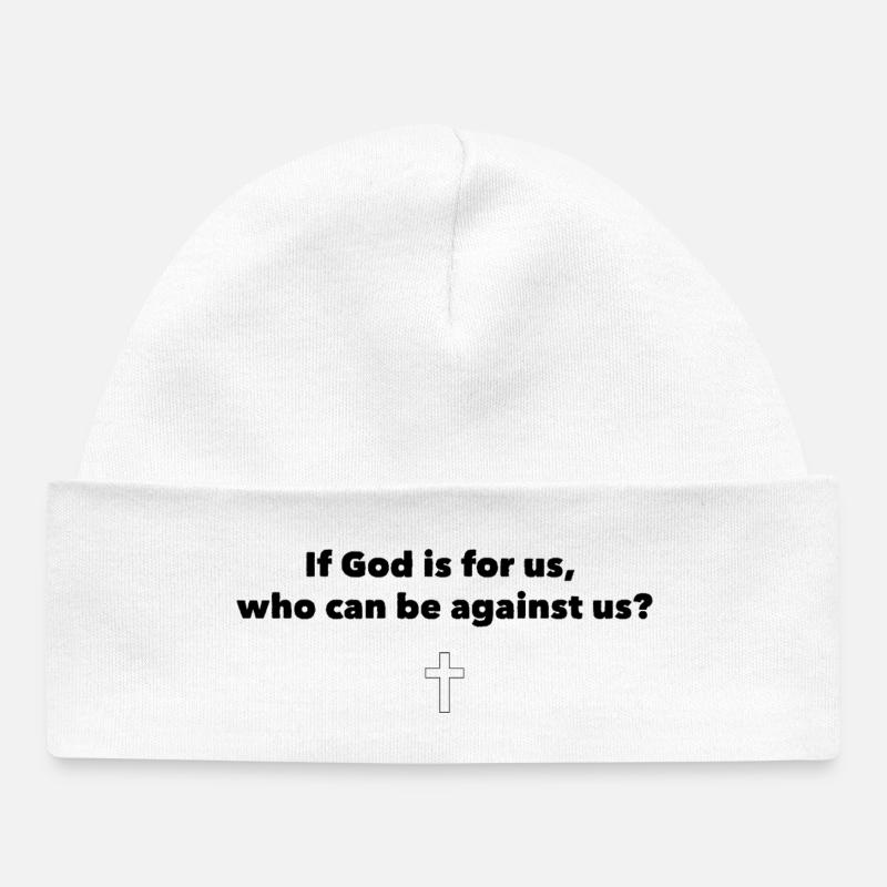 Si Dieu est avec nous - Bonnet bébé bio - blanc
