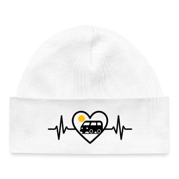 Vanlife Heart Van Travel Freedom Camper - Baby Organic Beanie - white - Front