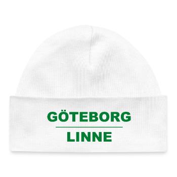 Göteborg Leinen – Grün-Schwarz Design - Baby Organic Mütze - Weiß - Vorne