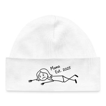 Mama Est 2025 Liegendes Design - Baby Organic Mütze - Weiß - Vorne