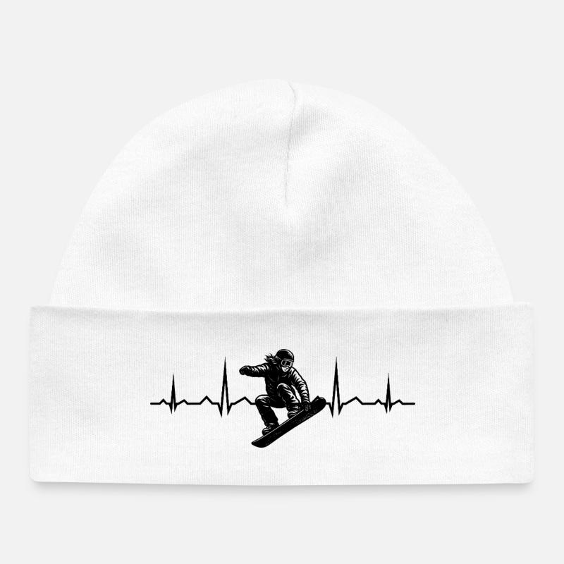 Motif de snowboard avec valeur de reconnaissance - Bonnet bébé bio - blanc