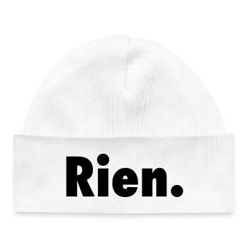 Nothing. or almost nothing satirical slogan anti slogan - Baby Organic Beanie - white - Front