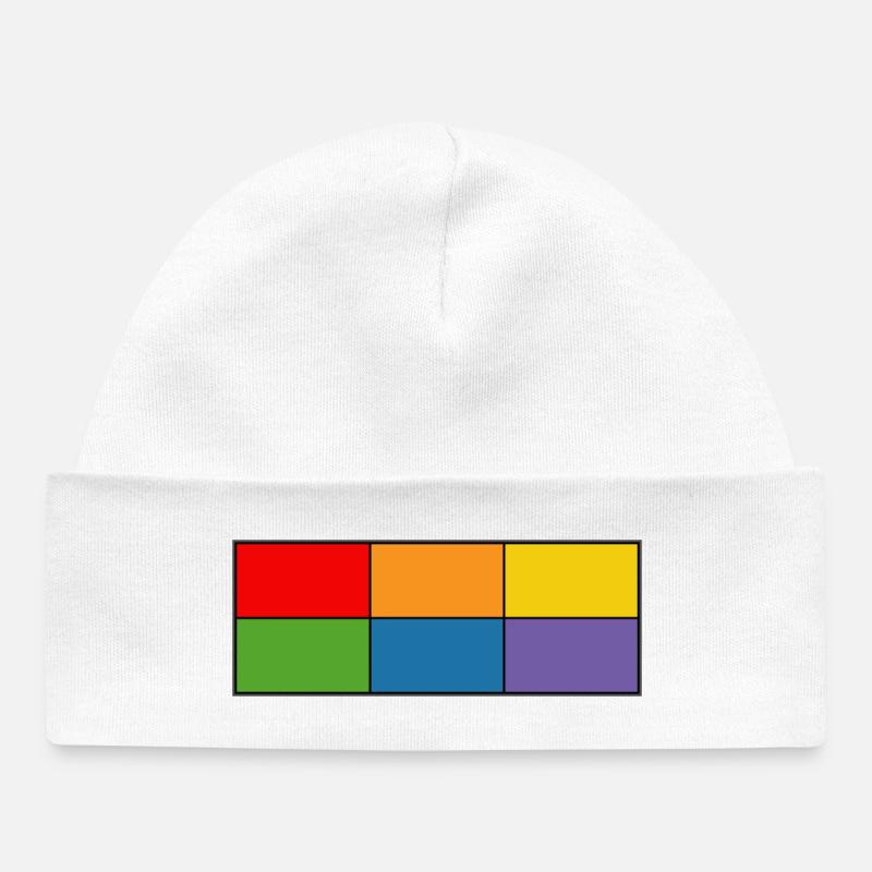 LGBT_Regenbogen_Farbblock grid - Baby Organic Beanie - white