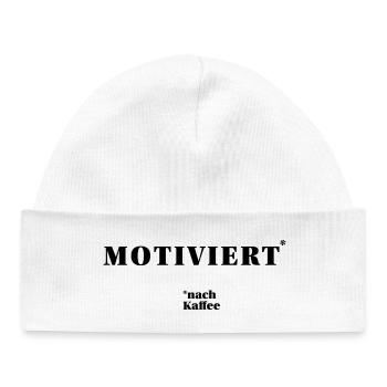 MOTIVIERT – nach Kaffee | humorvolles Statement - Baby Organic Mütze - Weiß - Vorne