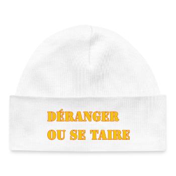 DISTURB OR BE SILENT - Baby Organic Beanie - white - Front