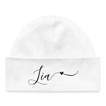 Lia Prénom Décoratif - Bonnet bébé bio - blanc - Devant