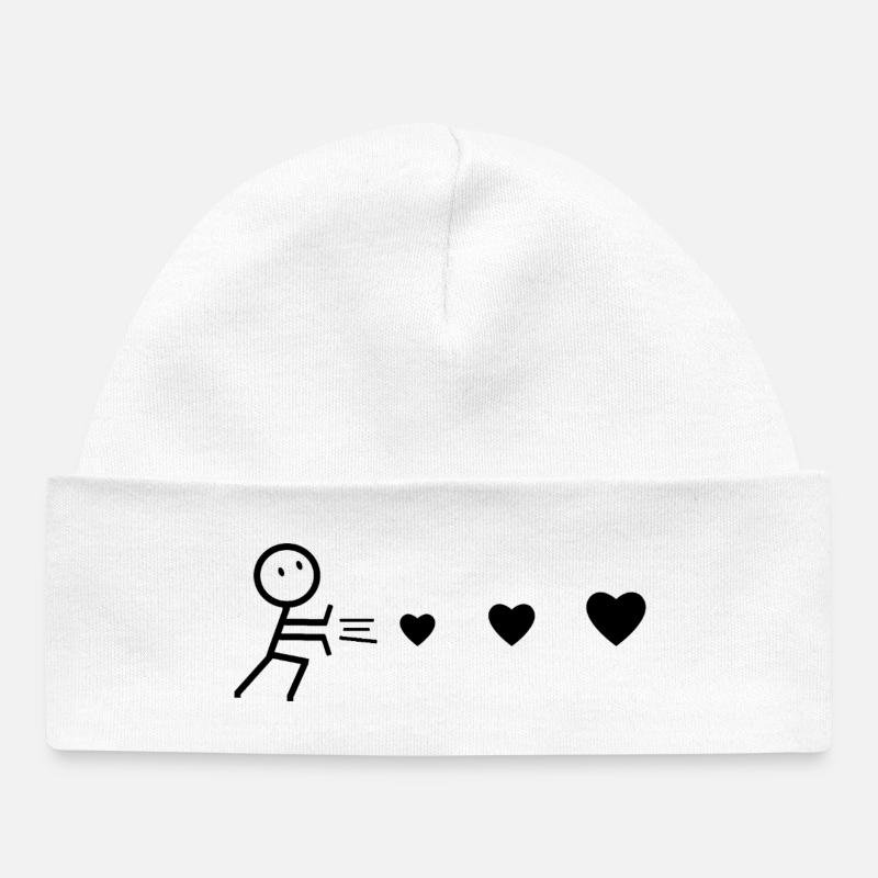 Homme Lanceur de Cœurs Noir - Bonnet bébé bio - blanc
