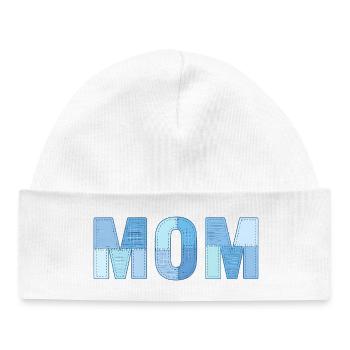 MOM Patchwork Denim Stil - Baby Organic Mütze - Weiß - Vorne