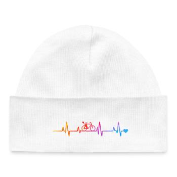 Lignes d’impulsion de vélo arc-en-ciel - Bonnet bébé bio - blanc - Devant