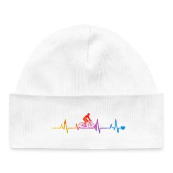 Cyclisme arc-en-ciel avec un battement de cœur - Bonnet bébé bio - blanc - Devant