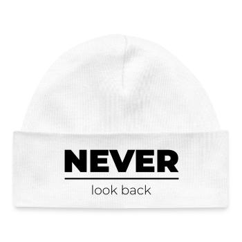 Never look back | Motivations Statement - Baby Organic Mütze - Weiß - Vorne