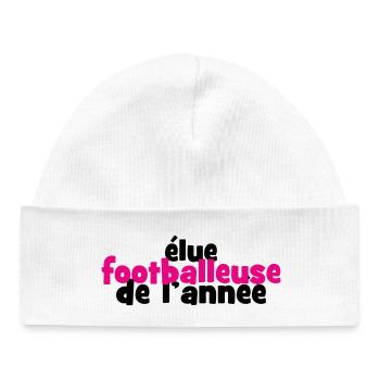 Footballeuse de l'Année : La Reine des Terrains - Bonnet bébé bio - blanc - Devant