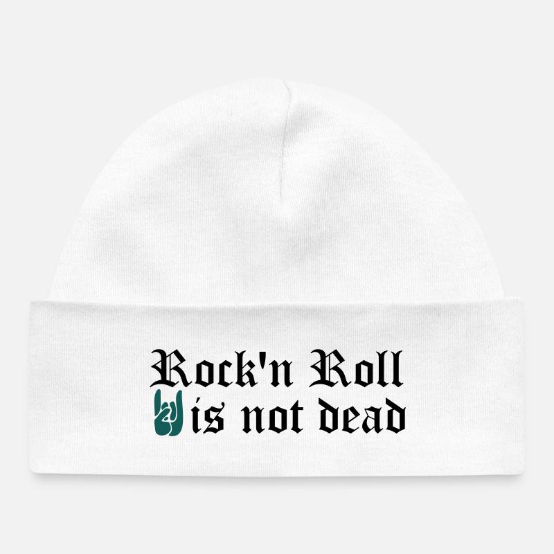 Le Rock'n Roll n'est pas mort - personnalisable - Bonnet bébé bio - blanc