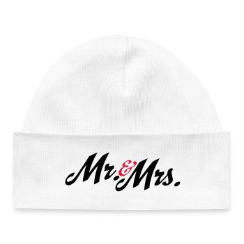 Great design for the newlyweds, Mr and Mrs - Baby Organic Beanie - white - Front
