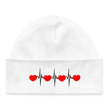 Heart rate hard red cardio ECG - Baby Organic Beanie - white - Front