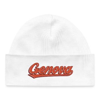 Logo rétro de lettrage Genova - Bonnet bébé bio - blanc - Devant