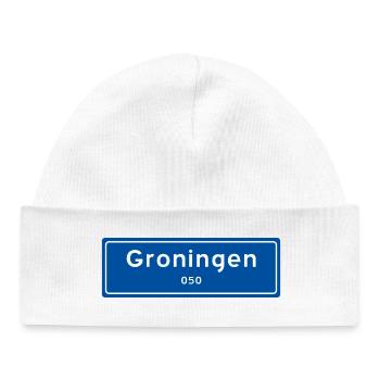 Groningen 050 Ortsschild - Baby Organic Mütze - Weiß - Vorne