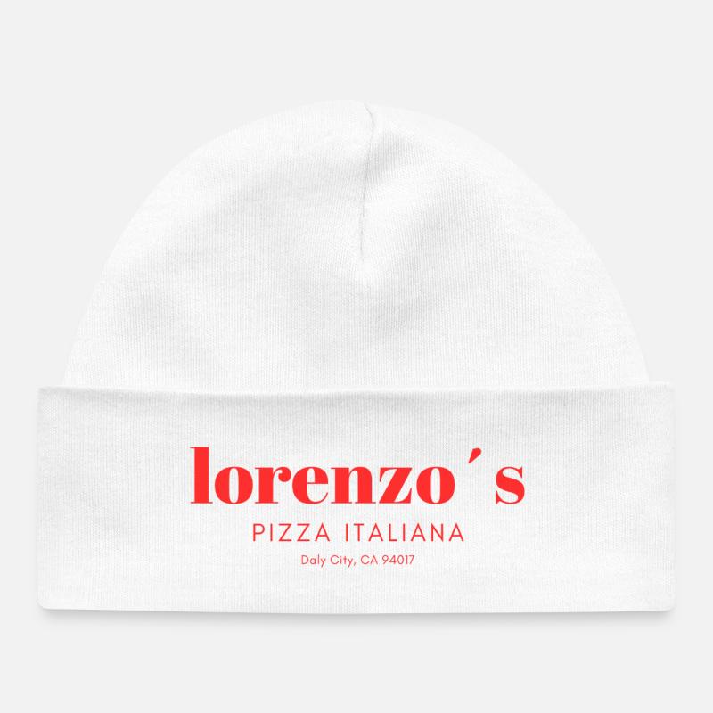 Lettrage de Lorenzo ́s Pizza - Bonnet bébé bio - blanc