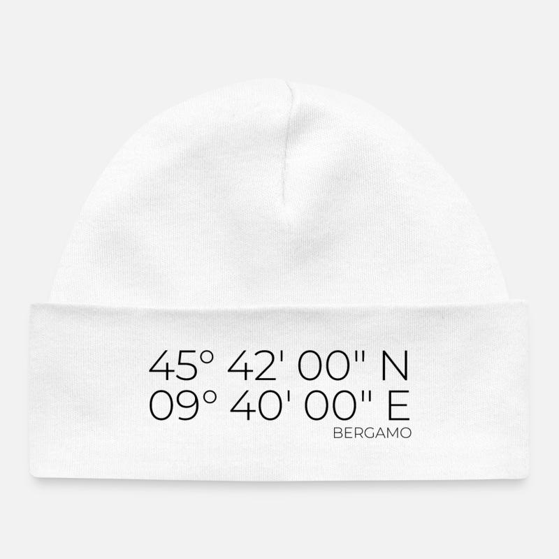 Coordonnées Bergame, Italie - Bonnet bébé bio - blanc