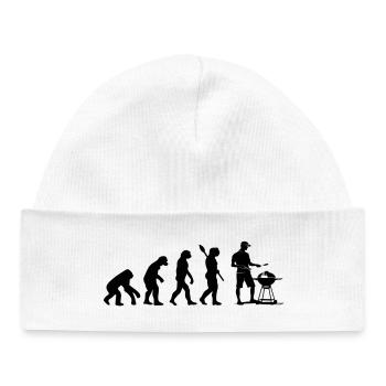 Funny Human Evolution Grill Master BBQ Lover - Baby Organic Beanie - white - Front