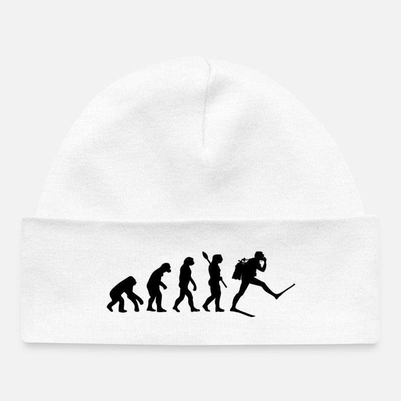 Plongeur Funny Human Evolution - Bonnet bébé bio - blanc