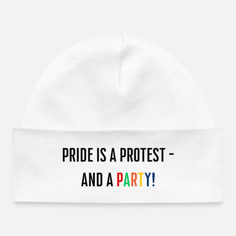 La Pride est une protestation - et une fête ! - Bonnet bébé bio - blanc