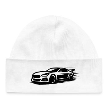 Eleganter Sportwagen Silhouette Design - Baby Organic Mütze - Weiß - Vorne