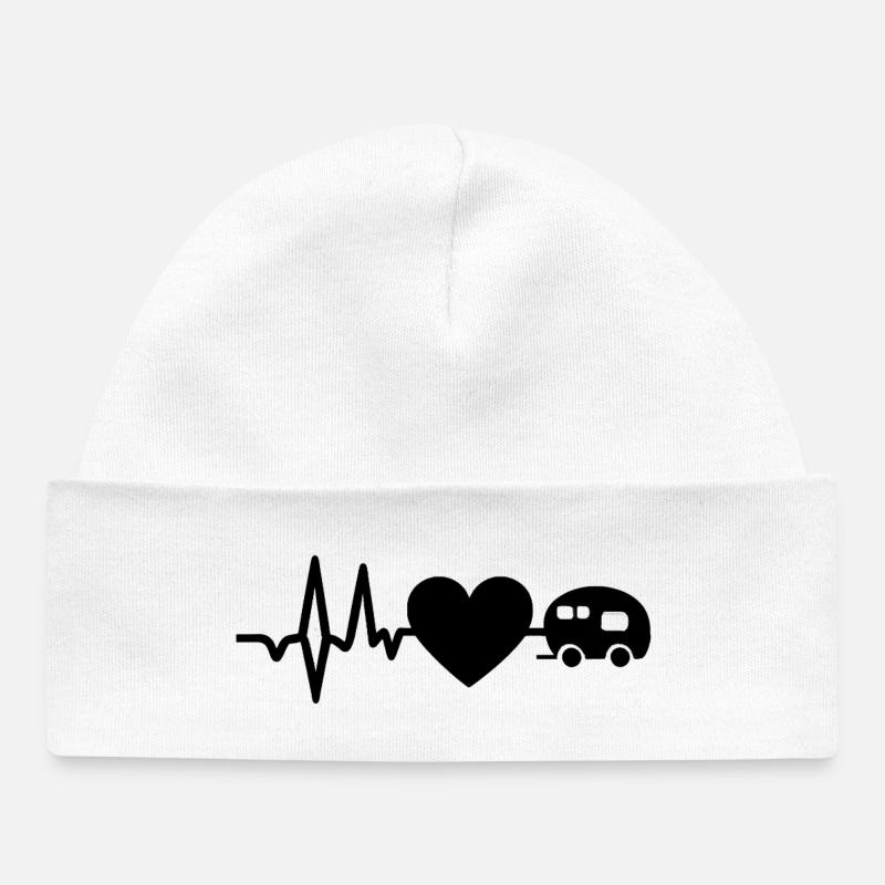 Chemise de camping Heartbeat – Heart Caravan Design - Bonnet bébé bio - blanc