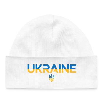 Drapeau de l’Ukraine Trident Emblem Art - Bonnet bébé bio - blanc - Devant