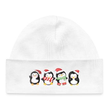 Drôle de pinguin Noël - Bonnet bébé bio - blanc - Devant