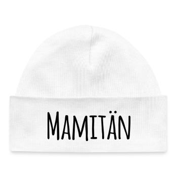Mamitän Lustiges Wortspiel Kapitän Mama Anker - Baby Organic Mütze - Weiß - Vorne
