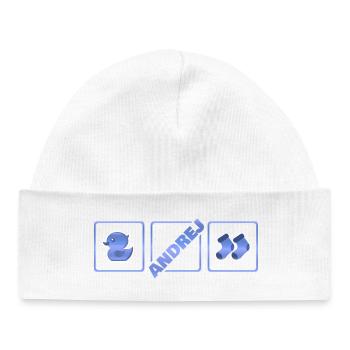 Birth of Andrej - Baby Organic Beanie - white - Front