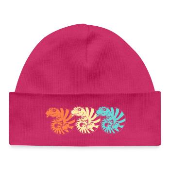 Lizard Blue Tongue - Baby Organic Beanie - hot pink - Front