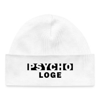 Psycho Loge – Wortspiel Psychologe Geschenk - Baby Organic Mütze - Weiß - Vorne