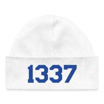 1337 – Blue Text Design - Baby Organic Beanie - white - Front