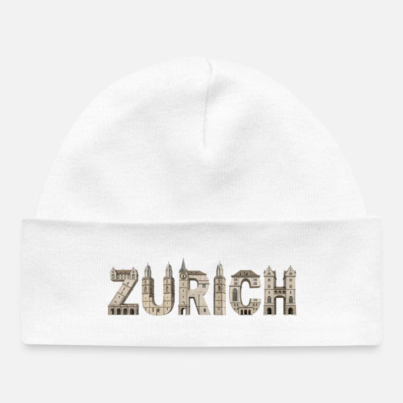 Typographie de l’architecture de Zurich - Bonnet bébé bio - blanc